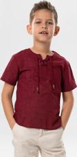 Kısa Kol Şile Bezi Zımbalı Yazlık Erkek Çocuk Tshirt Koyu Bordo 3068