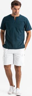 Büyük Beden Kısa Kol Şile Bezi Bisiklet Yaka Erkek Yazlık Tshirt Koyu Petrol 3069