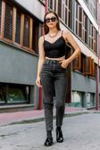 Yüksek Bel, Esnek Skinny Denim Dar Kalıp Mom Jean Kadın Kot Pantolon @Cremona