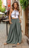 Kadın Beli Lastikli Cepli Bol Paça Salaş Oversize Yumuşak Dokulu Rahat Pantolon  3391260