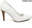 Kadın Beyaz Antik Sivri Burun İnce Topuklu Hakiki Deri Stiletto