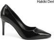 Kadın Siyah Rugan Sivri Burun İnce Topuklu Hakiki Deri Stiletto