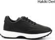Kadın Siyah Lastik Bağcıklı Hakiki Deri Sneaker