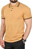 DeepSEA Erkek Camel Slim Fit Pamuklu Kumaş Polo Yaka Tişört Nefes Alan Dar Kesim Kıvrılmaz Yaka Tişört 2503021