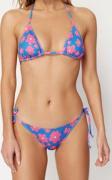 Moda Puantiyeli Atma Kap Bralette Normal Bel Brief Batik Desenli Üçgen Bağlamalı Bikini Takımı
