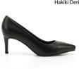 Kadın Siyah Sivri Burun İnce Topuklu Hakiki Deri Stiletto