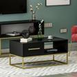 Mira Kapaklı Orta Sehpa, Gold Ayak, Modern Tasarım - 90 cm, Ev-Ofis