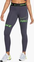 Nike Dri Fit Training Pro Graphic Women's Mid Rise Leggings Kadın Spor Tayt Füme Yeşil