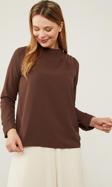 Acı Kahve Tek Omuz İşlemeli Şifon Bluz