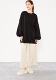 Siyah Bisiklet Yaka Oversize Sweat