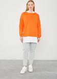 Oranj Kapuşonlu Gömlek Detaylı Sweat