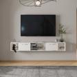 T006 Viero Mermer Desenli Duvara Monte TV Ünitesi – 160 cm, Kapaklı Raflı