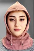 Uniquetrenders Balaclava Fitilli Triko Örgü Bere Başlık Gül Kurusu 