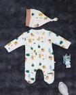 Miracool Fermuarlı Fil Desenli Bebek Tulum / Şapka Hediye / %100 Pamuklu / Yenidoğan Tulum