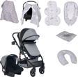 Joell 9Lu Unisex Bebek Seti/Joell Truva Travel Sistem Bebek Arabası/Puset/7Parça Tekstil Seti