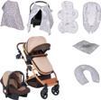 Joell 9Lu Unisex Bebek Seti/Joell Truva Travel Sistem Bebek Arabası/Puset/7Parça Tekstil Seti