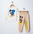 Riysgiyim Pamuklu Mickey Baskılı Sweatshirt Eşofman Takımı