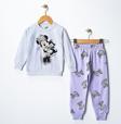 Riysgiyim Mickey Kurdela Baskılı Kız Çocuk Swetshirt Eşofman Takımı