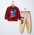Riysgiyim Pamuklu Mickey Baskılı Sweatshirt Eşofman Takımı