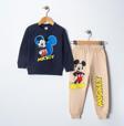 Riysgiyim Pamuklu Mickey Baskılı Sweatshirt Eşofman Takımı