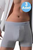 Uniquetrenders Erkek  Likralı Pamuklu 3'Lü  Boxer Gri M