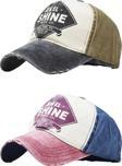 Uniquetrenders Unisex Eskitme Jewel Shine Ayarlanabilir Beyzbol Kep Şapka Baseball Şapka 2'Li Set Siyah - Kırmızı 