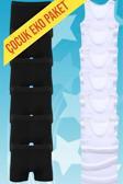 Uniquetrenders Erkek Çocuk İkili Set Pamuklu Penye 6 Atlet 6 Boxer Beyaz - Siyah 3-4 Yaş