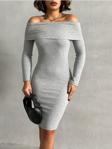 Black Premium Madonna Yaka Uzun Kol Fitilli 1. Sınıf Kaşkorse Midi Boy Elbise