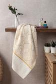 Geometrik Desenli Zemini Renkli Bambu El Havlusu - 50x90 cm - Hardal