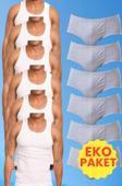Uniquetrenders Erkek Pamuklu 6 Atlet 6 Slip Külot Set Beyaz - Gri XL