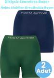 Uniquetrenders Erkek Dikişsiz/Seamless Nefes Alabilen Boxer 2'Li Set Lacivert - Yeşil M-L