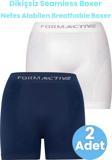 Uniquetrenders Erkek Dikişsiz/Seamless Nefes Alabilen Boxer 2'Li Set Beyaz - Lacivert M-L