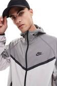 Nike Tech Windrunner Woven Full Zip Loose Fit Jacket Erkek Bol Kesim Paraşüt Kumaş Kapüşonlu Ceket Gri