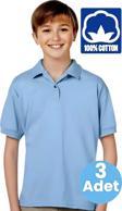 Uniquetrenders Erkek Çocuk 3'Lü %100 Pamuklu Polo Yaka T-Shirt Günlük Ve Okul Uniforma Okul T-Shirt Bebe Mavisi 14-15 Yaş