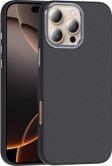 iPhone 16 Pro Max Kılıf M-safe Şarj Özellikli Karbon Fiber Görünümlü Gros Kılıf