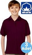 Uniquetrenders Erkek Çocuk 3'Lü %100 Pamuklu Polo Yaka T-Shirt Günlük Ve Okul Uniforma Okul T-Shirt Bordo 14-15 Yaş
