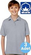 Uniquetrenders Erkek Çocuk 3'Lü %100 Pamuklu Polo Yaka T-Shirt Günlük Ve Okul Uniforma Okul T-Shirt Gri 14-15 Yaş