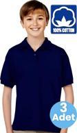 Uniquetrenders Erkek Çocuk 3'Lü %100 Pamuklu Polo Yaka T-Shirt Günlük Ve Okul Uniforma Okul T-Shirt Lacivert 14-15 Yaş