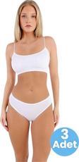 Uniquetrenders Kadın Pamuklu Penye Süprem Kumaş Bikini Külot Kadın Bikini Külot 3 Adet Beyaz 2XL-3XL