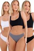 Uniquetrenders Kadın Pamuklu Penye Süprem Kumaş Bikini Külot Kadın Bikini Külot 3 Renk Beyaz - Gri - Siyah 2XL-3XL