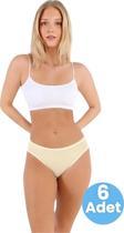 Uniquetrenders Kadın Pamuklu Penye Süprem Kumaş Bikini Külot Kadın Bikini Külot 6 Adet Sarı 2XL-3XL