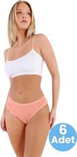Uniquetrenders Kadın Pamuklu Penye Süprem Kumaş Bikini Külot Kadın Bikini Külot 6 Adet Yavruağzı 2XL-3XL