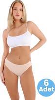 Uniquetrenders Kadın Pamuklu Penye Süprem Kumaş Bikini Külot Kadın Bikini Külot 6 Adet Buğday 2XL-3XL