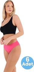Uniquetrenders Kadın Pamuklu Penye Süprem Kumaş Bikini Külot Kadın Bikini Külot 6 Adet Fuşya 2XL-3XL