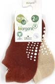 Biorganic Unisex 2'li Kaymaz Çorap 68487 Kiremit - Bej 12-18 Ay
