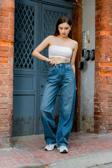 Yüksek Bel, Geniş Paça Denim Geniş Paça Palazzo Kadın Jean Kot Pantolon @Asti