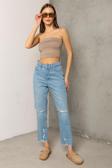 Mom Jean yüksek bel fermuarlı denim Kadın Kot Pantolon @Hamburg