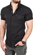DeepSEA Erkek Siyah Slim Fit Pamuklu Likralı Kısa Kol Gömlek Kolay Ütülenebilir Çıt Çıtlı Cepli Spor Gömlek 2400253