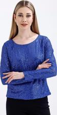 Sense İçi Astarlı Pul Payet Abiye Bluz | Blz35497 Saks