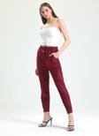 Sense Beli Ve Paçaları Lastikli Süet Pantolon | Pnt33895 Bordo